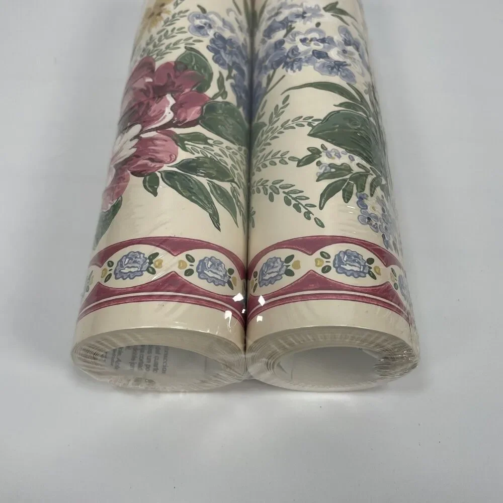 Vintage '96 Flower Boarder Wallpaper Border 10 Yards Hopewell 738-5495 0018 USA